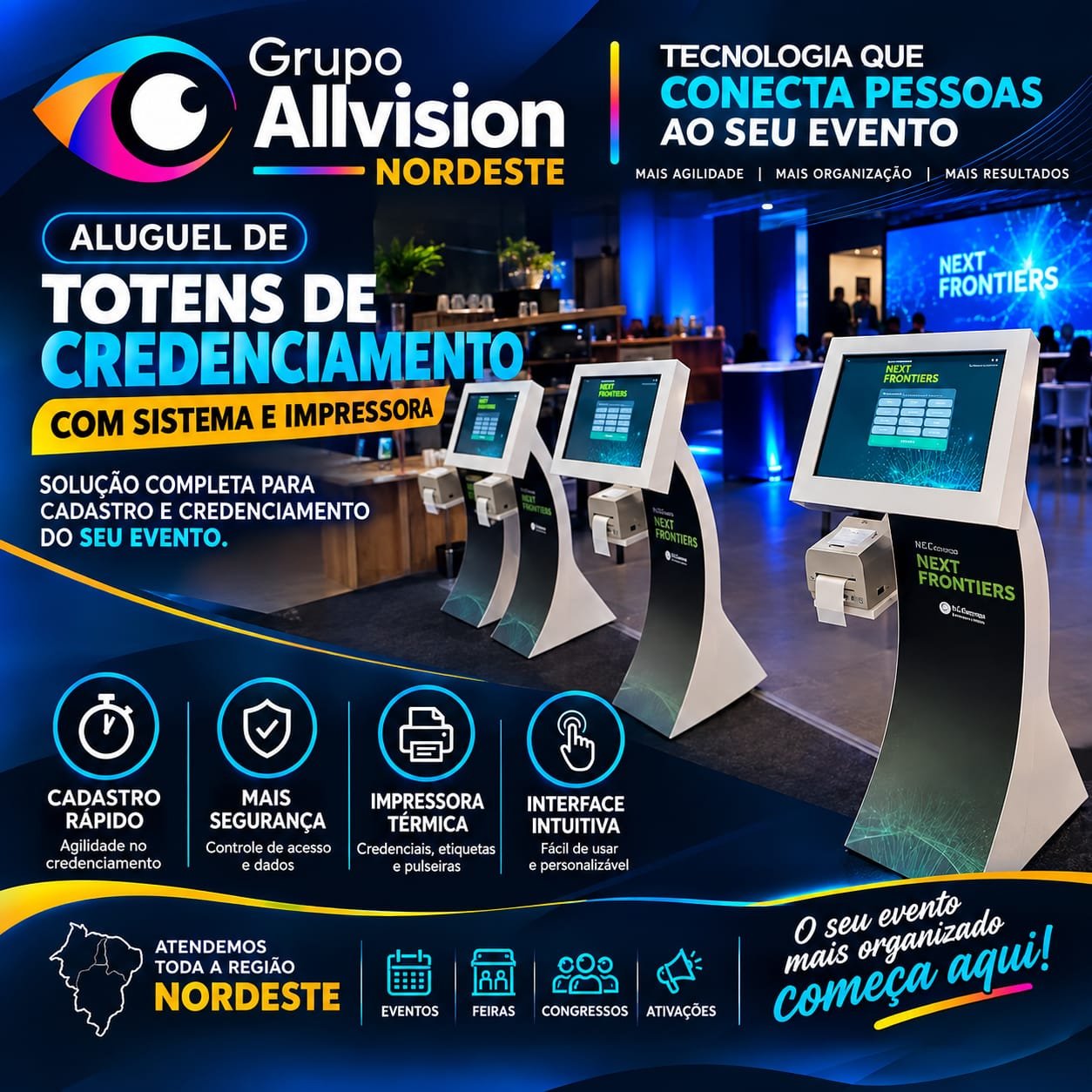 Aluguel de Totens de Credenciamento com Sistema e Impressora em Recife