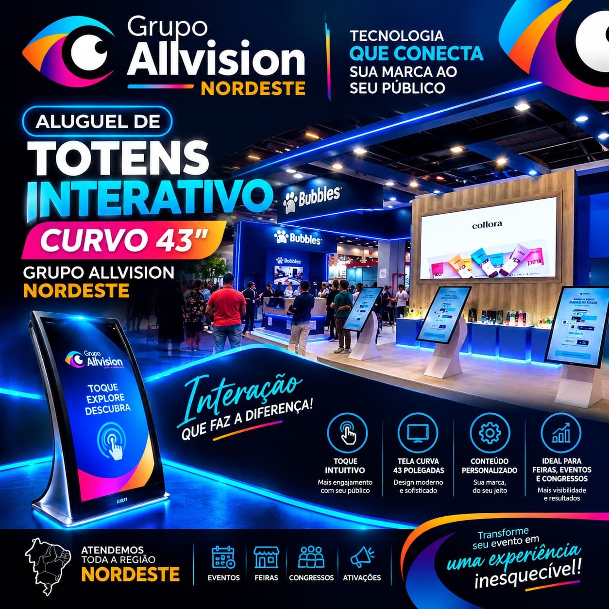 Aluguel de Telas e Totens Touchscreen de 43 Polegadas em Recife, Pernambuco