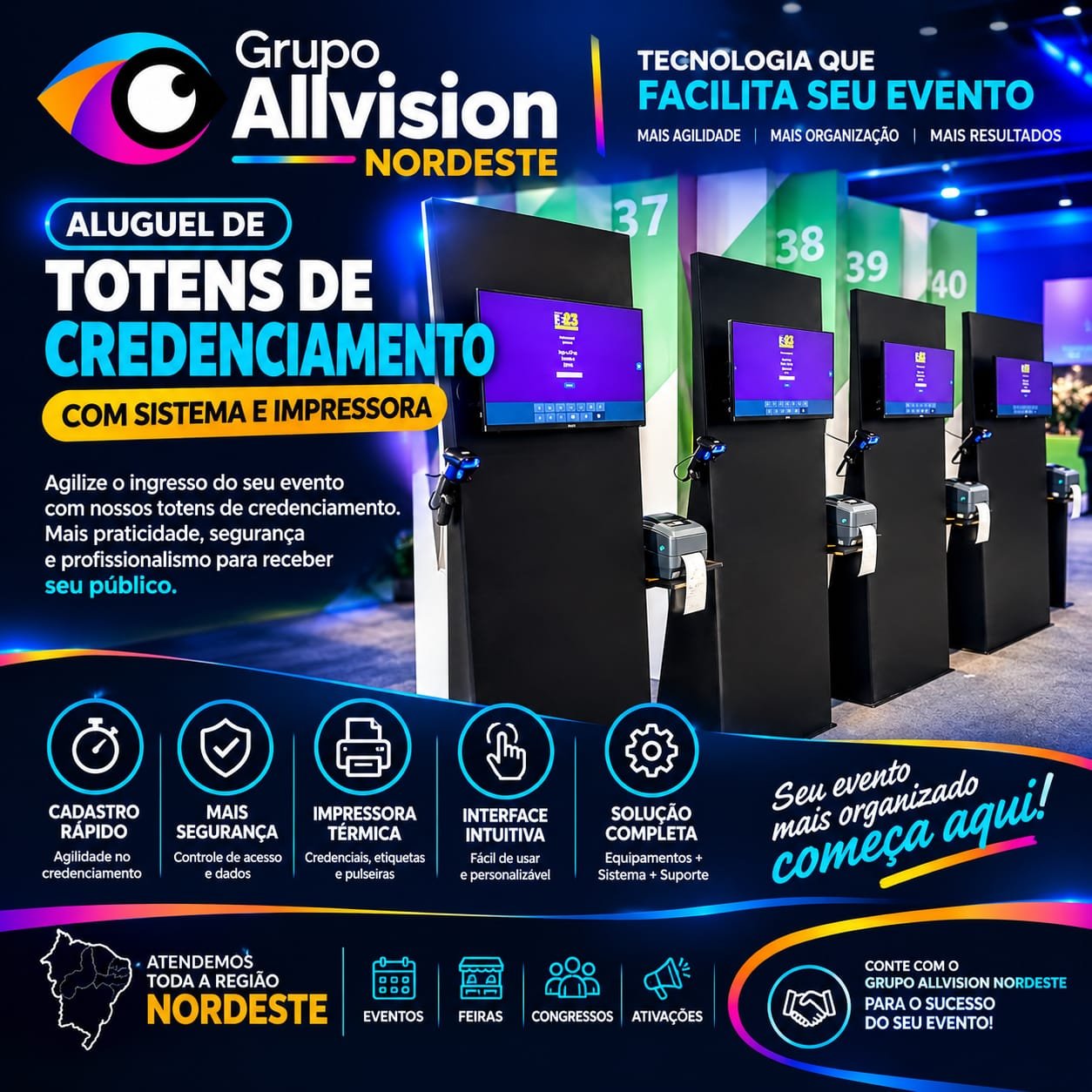 Aluguel de Totens de Credenciamento com Sistema e Impressora em Recife